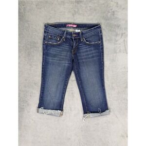 Levis Jeans Womens 9 Blue Medium Wash 524 Too Superlow Bootcut Capri Cutoff